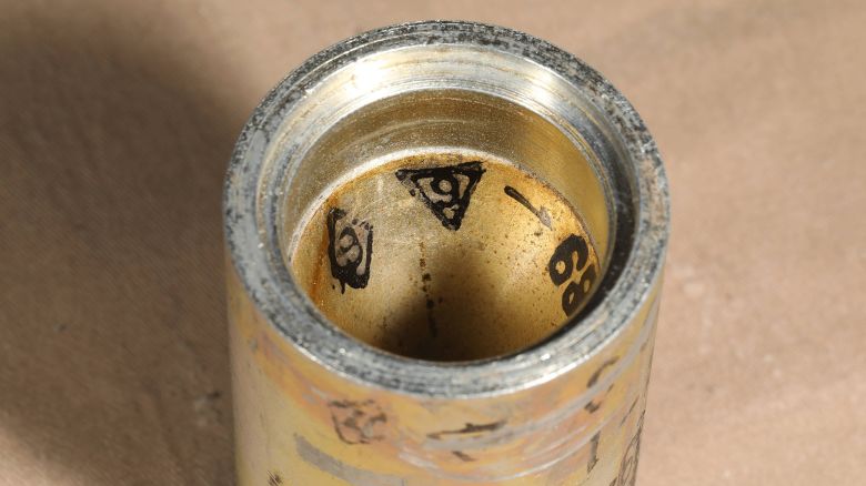 An image of the submunition recovered in Ukraine, following an attack on the city of Kherson in the south of the country.
