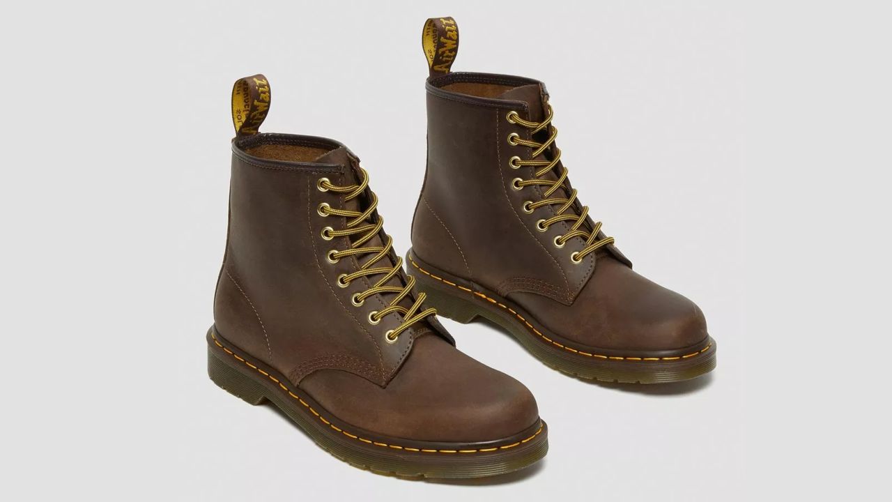 Dr. Martens 1460 Crazy Horse Leather Lace Up Boots in Brown