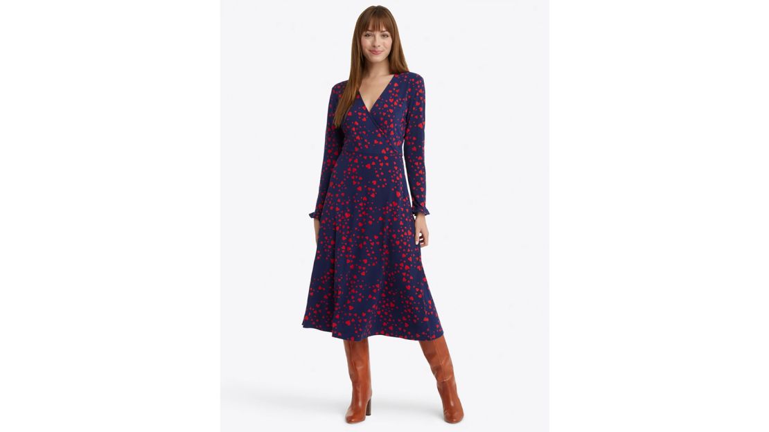 Draper James Wrap Dress in Scattered Hearts