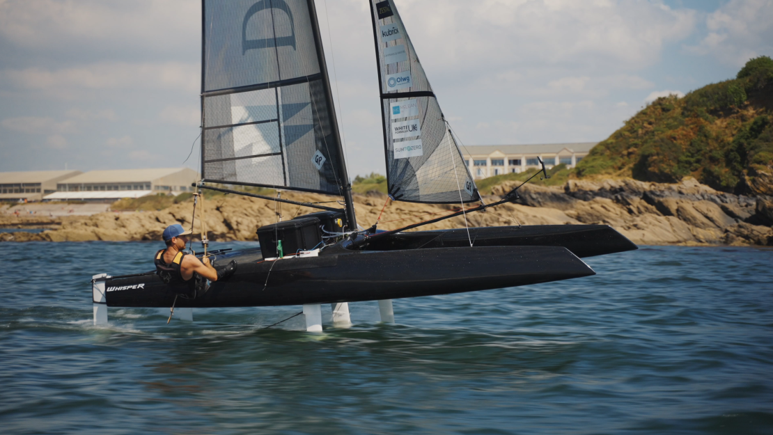 At a Sail GP race in 2022, Drift unvelied its prototype "flying yachts," called "Whispers," measuring 17 feet (5.4 meters) in length.