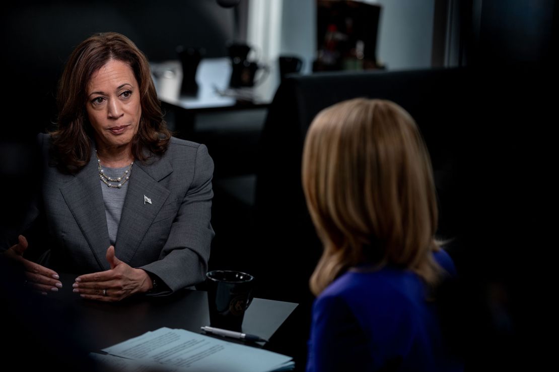 Minnesota Gov. Tim Walz and US Vice President Kamala Harris sit for an interview with CNN’s Dana Bash on Thursday, August 29, 2024, in Savannah, Georgia.