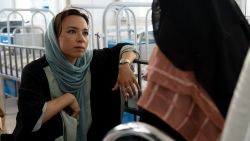 Isobel Yeung interviews a mother in a neonatal intensive care ward in Kabul, Afghanistan.