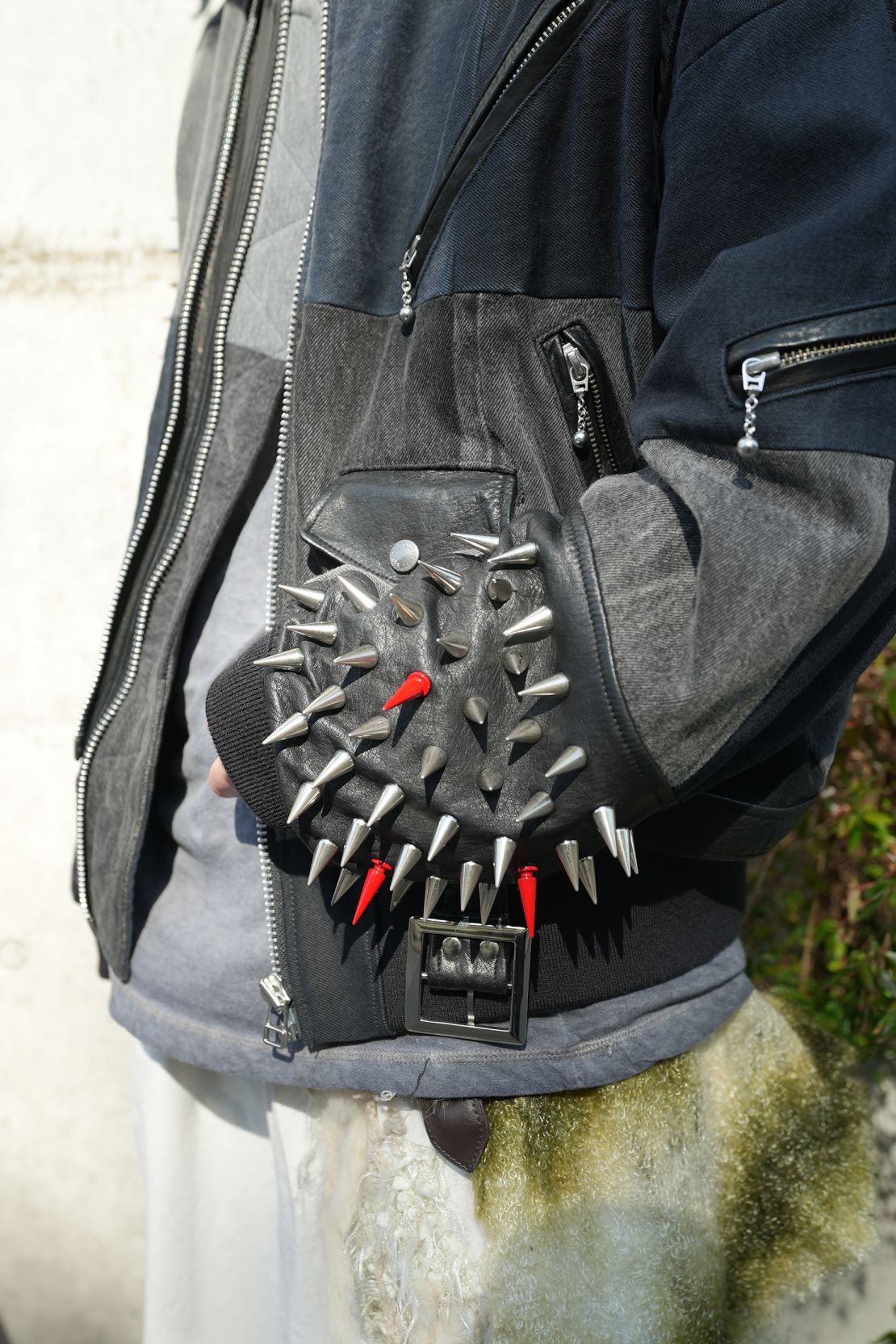 The spiked sleeves of Soga Takahashi’s gothic-inspired Hiro jacket. “Challenging and chaotic are my themes,” he said, describing his personal style.