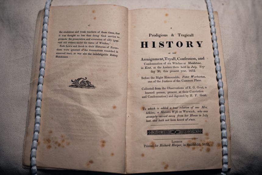 A replica of the post-trial pamphlet, which details the court's convictions of the women.