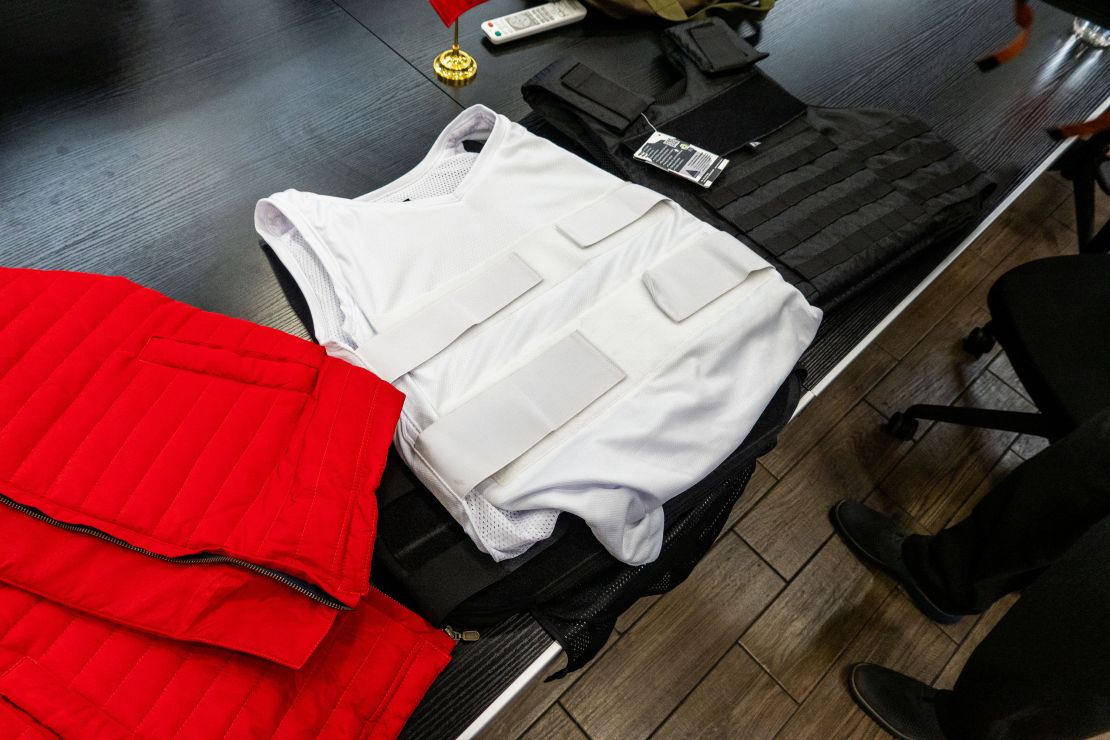 Priego's protective vest, which he's worn everyday under his clothes as he campaigns for a seat on Mexico's Supreme Court.