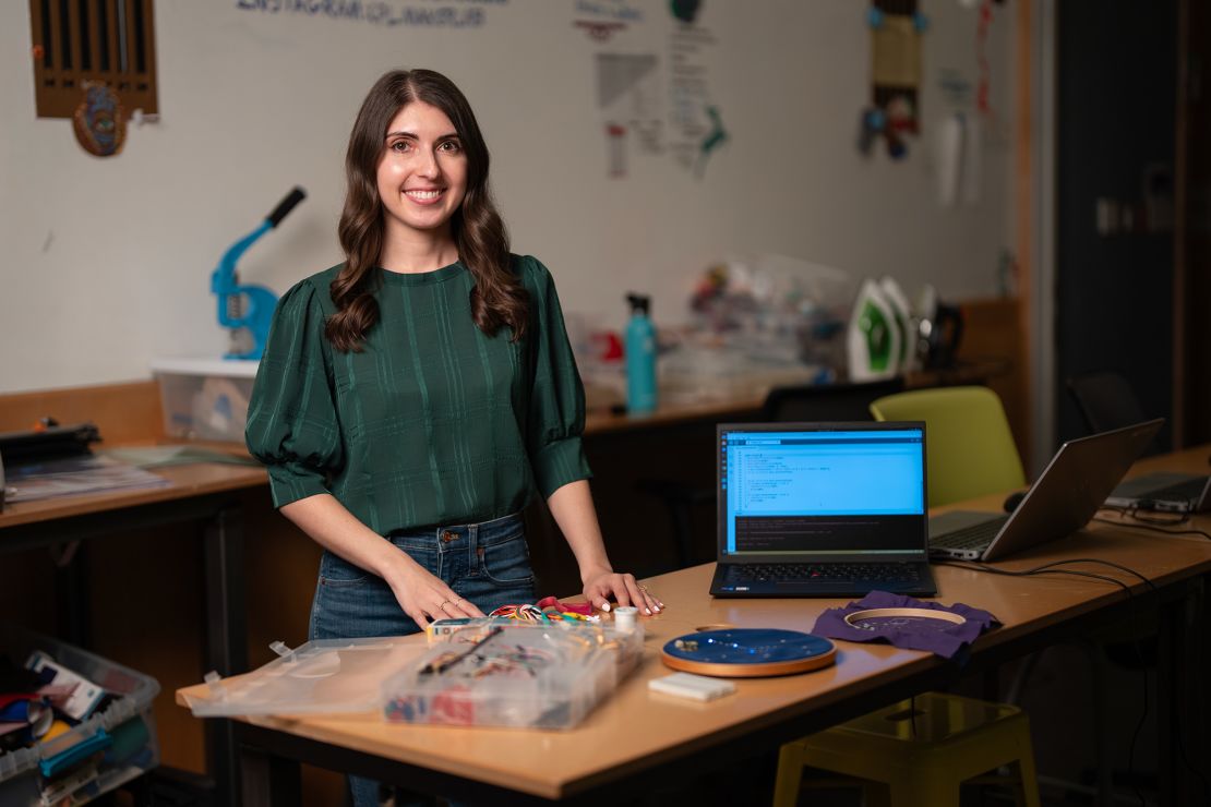 Ernst at Chicago Public Library's Maker Lab, where she offered courses to the public for free through the library's residency program.