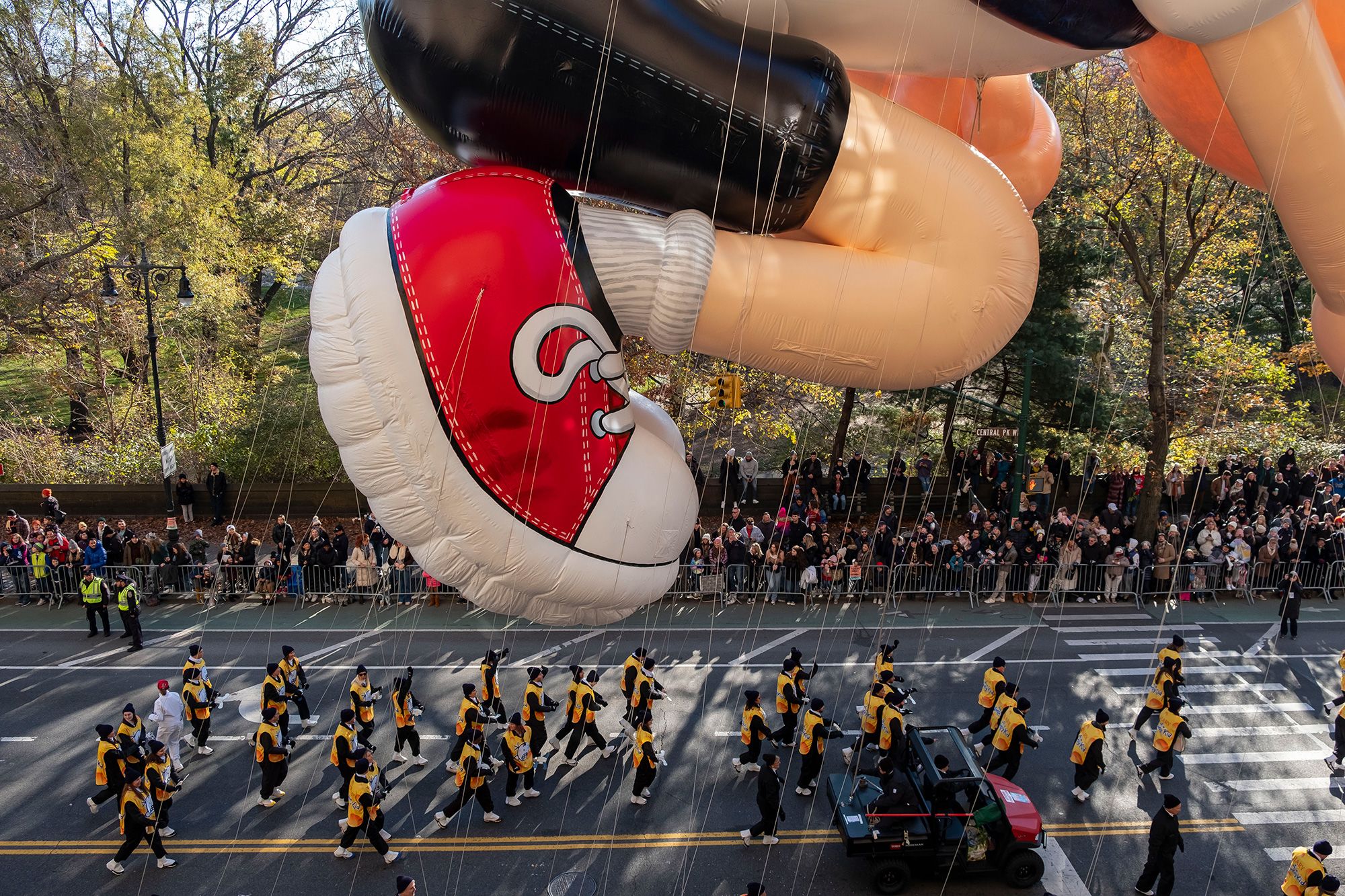 Photographer Elizabeth Kahane's third-floor window often gives her a face-to-face (or in this case, foot-to-face) perspective of the iconic Macy's Parade balloons.