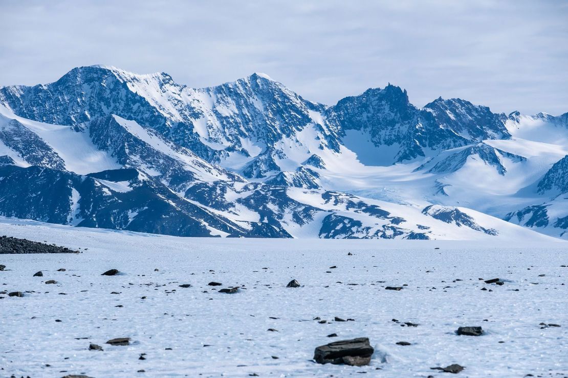 Antarctica is a prime site for hunting meteorites. Terrestrial stones appear plentiful in a blue ice area during the Chilean Antarctic Institute's 2022 field mission to Union Glacier in the Ellsworth Mountains.