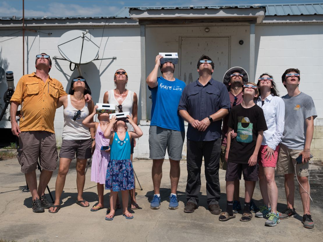 Steven Robicsek, far left, watched the 2017 total solar eclipse in Sandy Run, South Carolina, with friends and family.