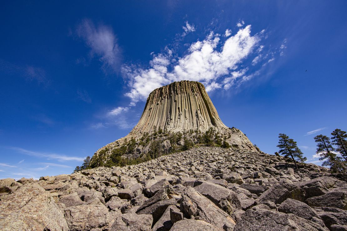 The 500-foot rockface is located on the Devil's Towel in Wyoming.