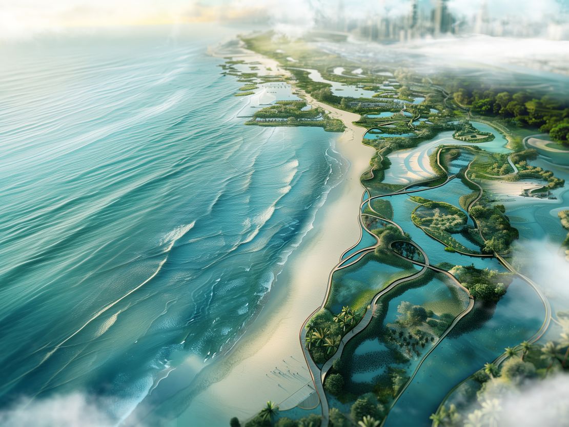 URB, the developer behind the design, shown in this rendering, hopes Dubai Mangroves will be completed by 2040.