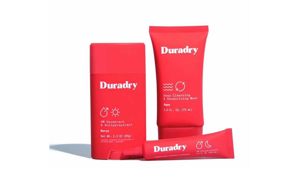 duradry three-step system with antiperspirant gel, deodorant and body wash