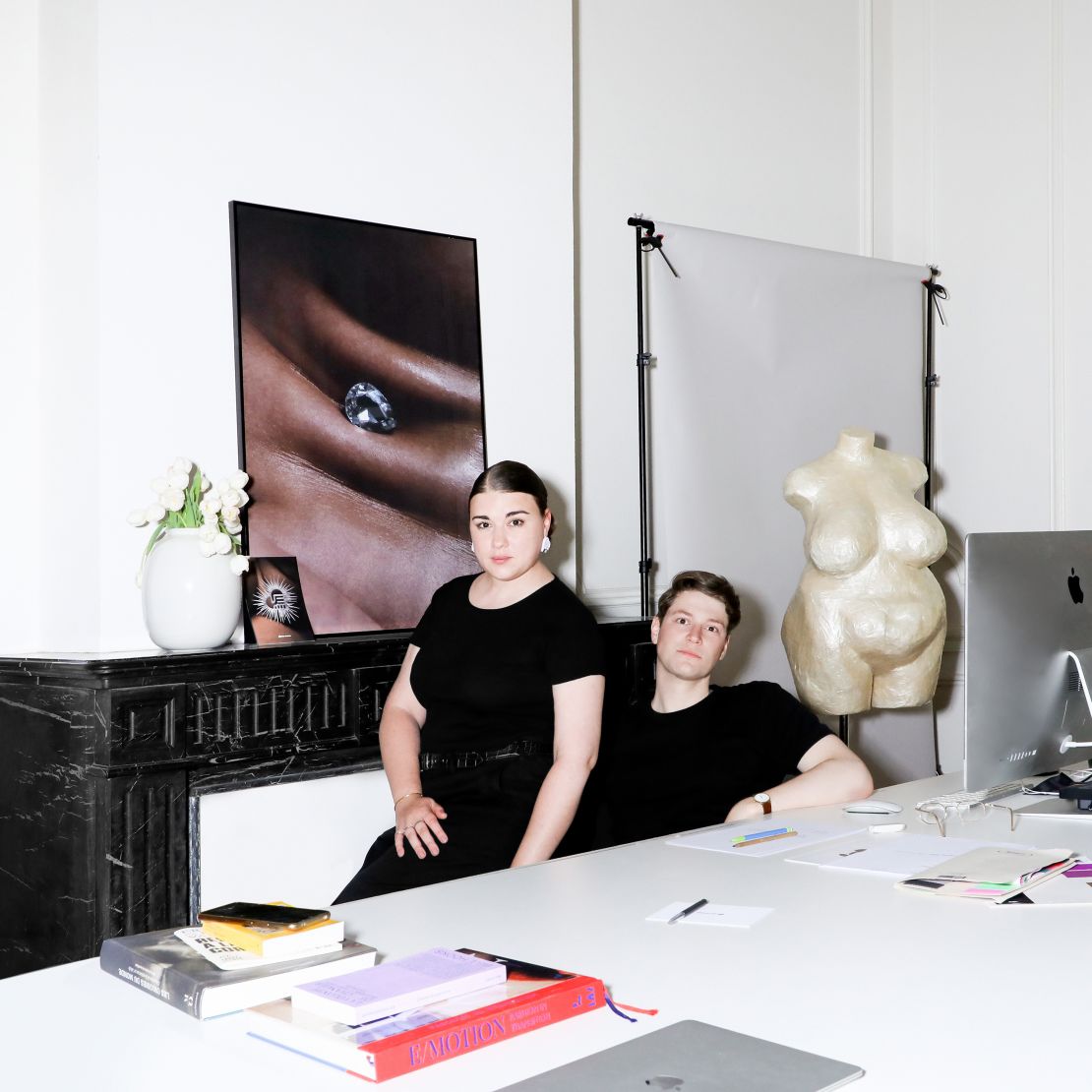 The creative duo and couple behind the fashion house: Ester Manas and Balthazar Delepierre.