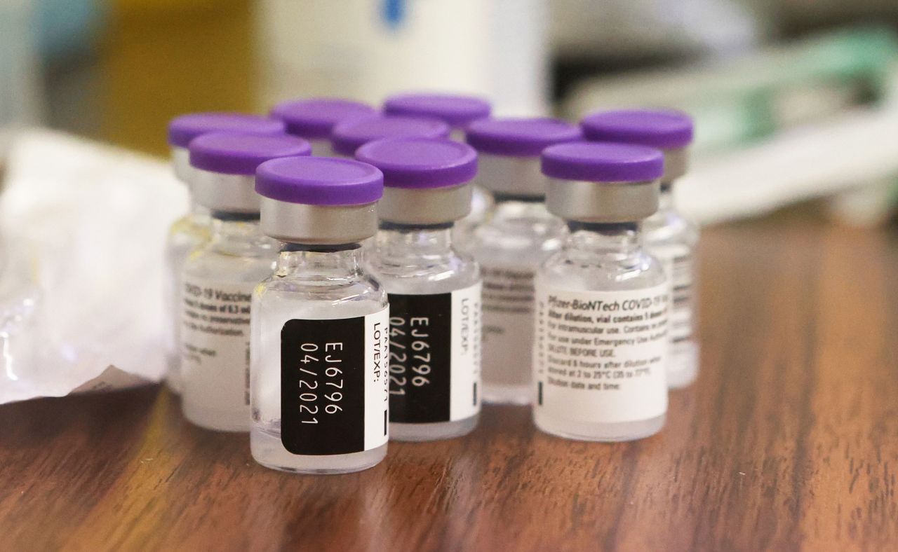 Doses of the Pfizer-Biontech Covid-19 vaccine are seen at the 'Am Birkenwaeldchen' senior citizens' park in Zeulenroda-Triebes, Germany, on December 27.