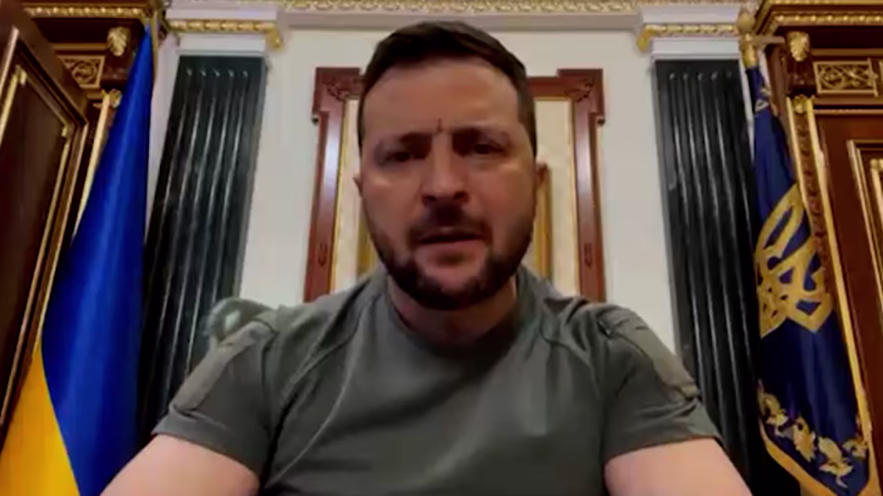 Ukrainian President Volodymyr Zelensky during his nightly address on Sunday.