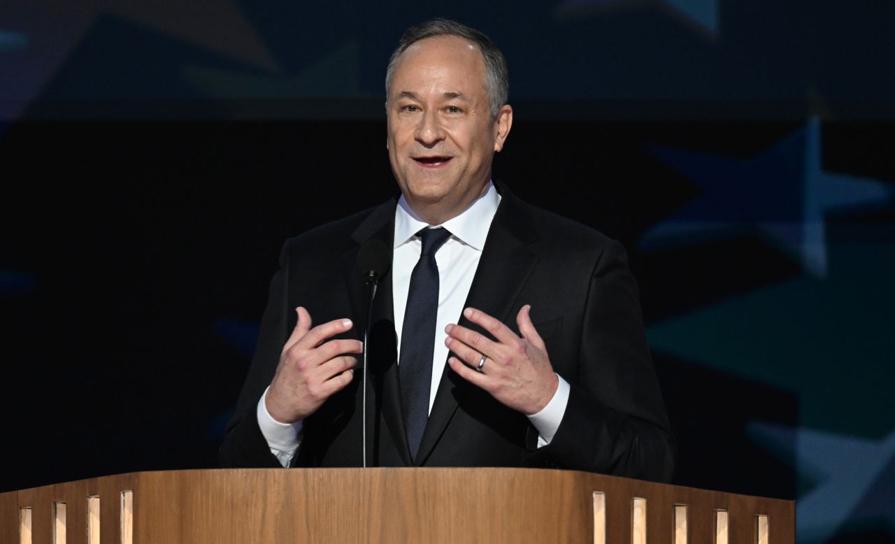 Second gentleman Doug Emhoff at the 2024 Democratic National Convention in Chicago on August 20.