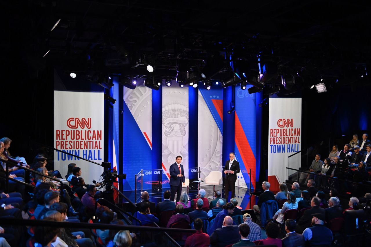 Florida Gov. Ron DeSantis answers a question during a CNN Republican Town Hall moderated by CNN’s Jake Tapper on Tuesday.