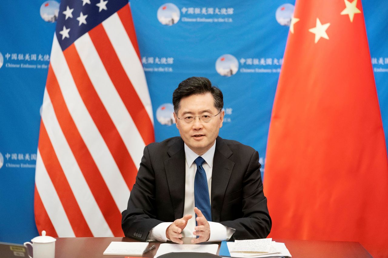 Chinese Ambassador to the United States Qin Gang delivers a keynote speech at the welcome event by the National Committee on U.S.-China Relations Board of Directors in Washington D.C. August 31st, 2021.?