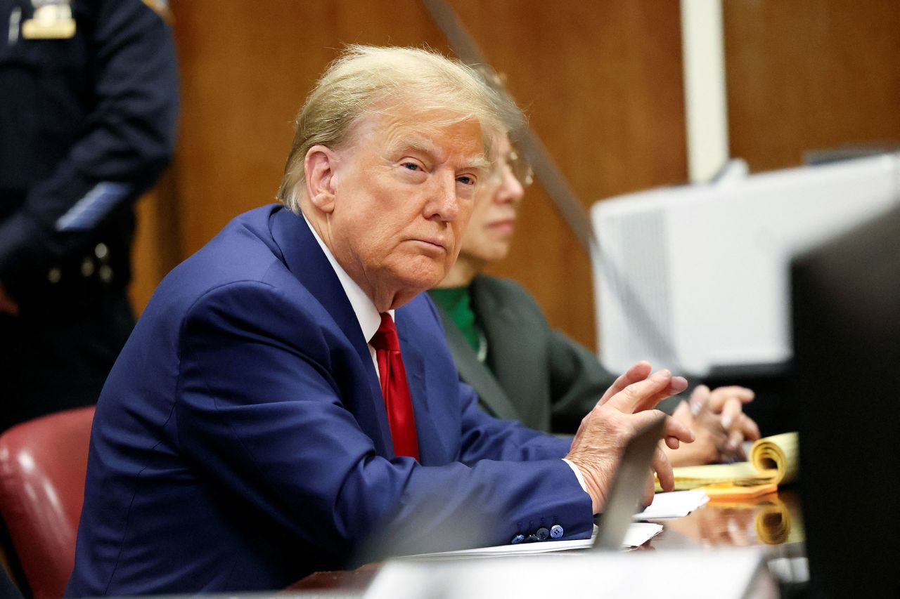 Former President Donald Trump sits in the courtroom in New York on Monday.