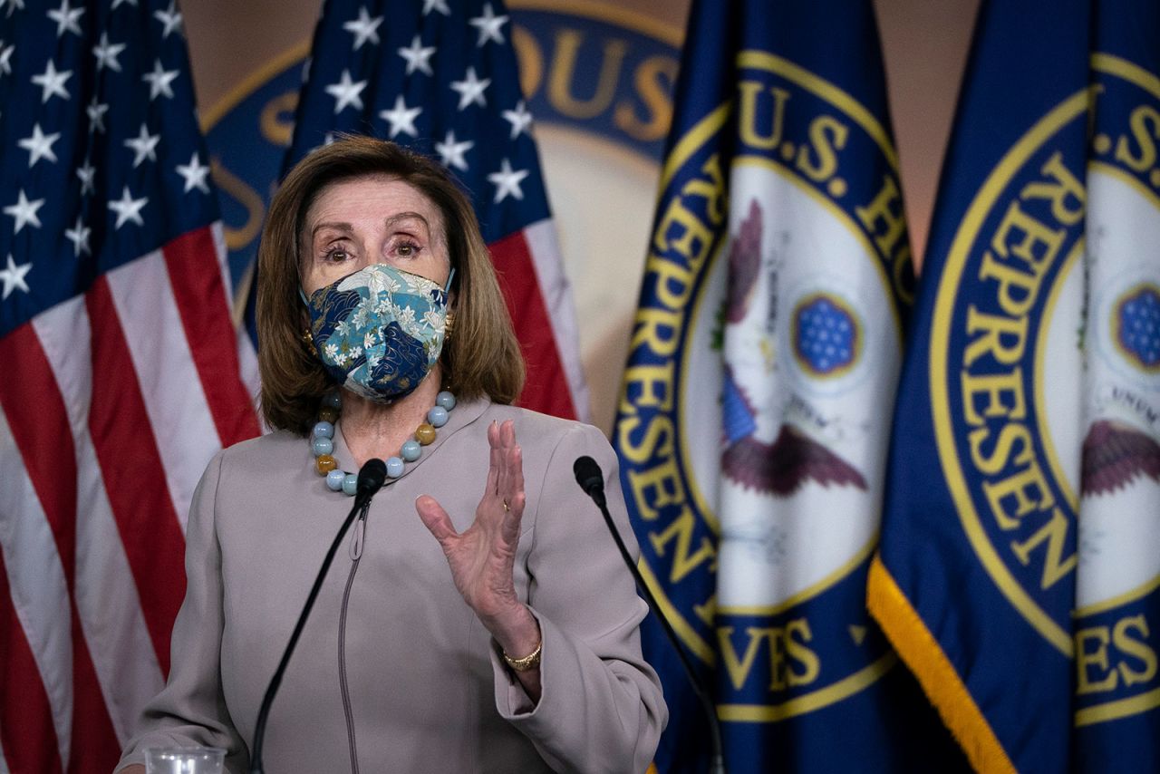 House Speaker Nancy Pelosi speaks during her weekly news conference on December 10 in Washington, DC. 
