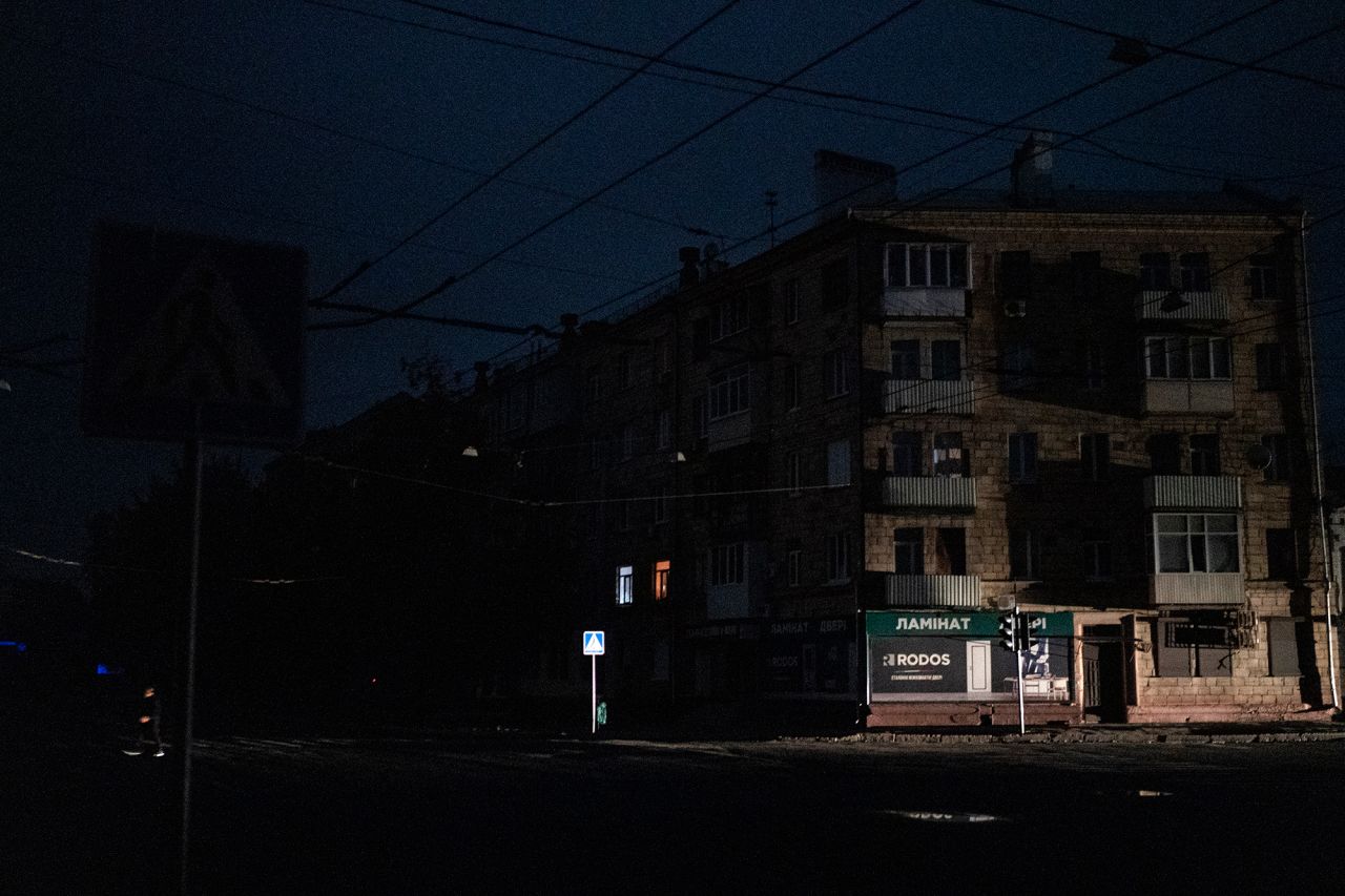 A street is dark in Kharkiv, Ukraine, on Sunday, September 11.