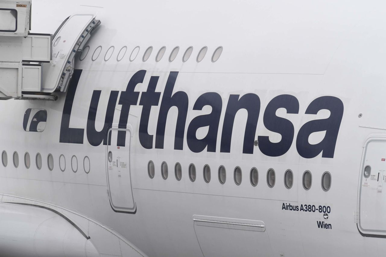 A Lufthansa A380 prepares to depart from Munich, Germany, bound for Beijing, China, in September 2019.