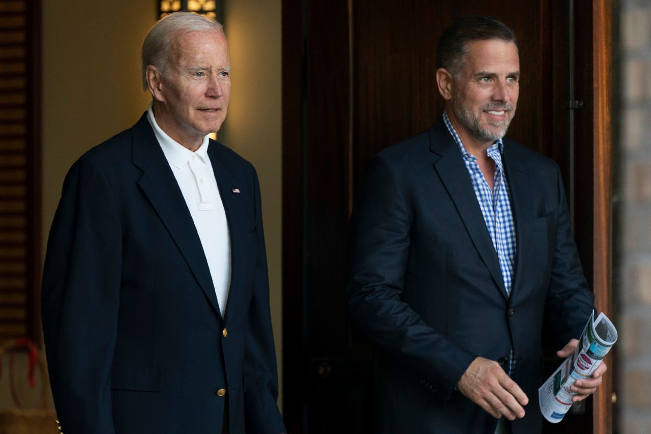 President Joe Biden and his son Hunter Biden leave Holy Spirit Catholic Church in Johns Island, South Carolina, in August 2022.