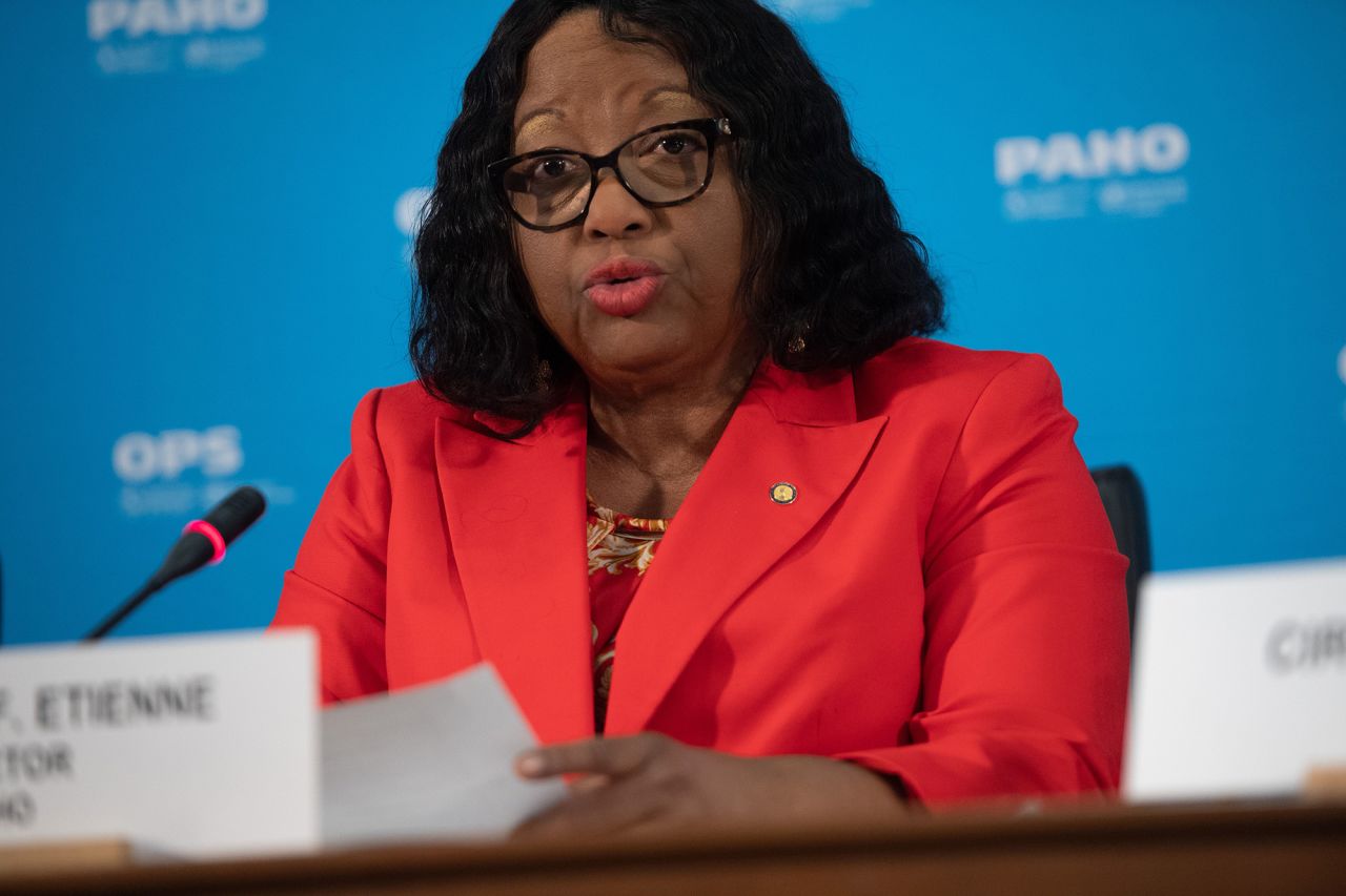 Dr. Carissa Etienne, Director of the Pan American Health Organization (PAHO) and World Health Organization (WHO) Regional Director for the Americas, speaks about the coronavirus pandemic during a press briefing at PAHO Headquarters in Washington DC, on March 6. 