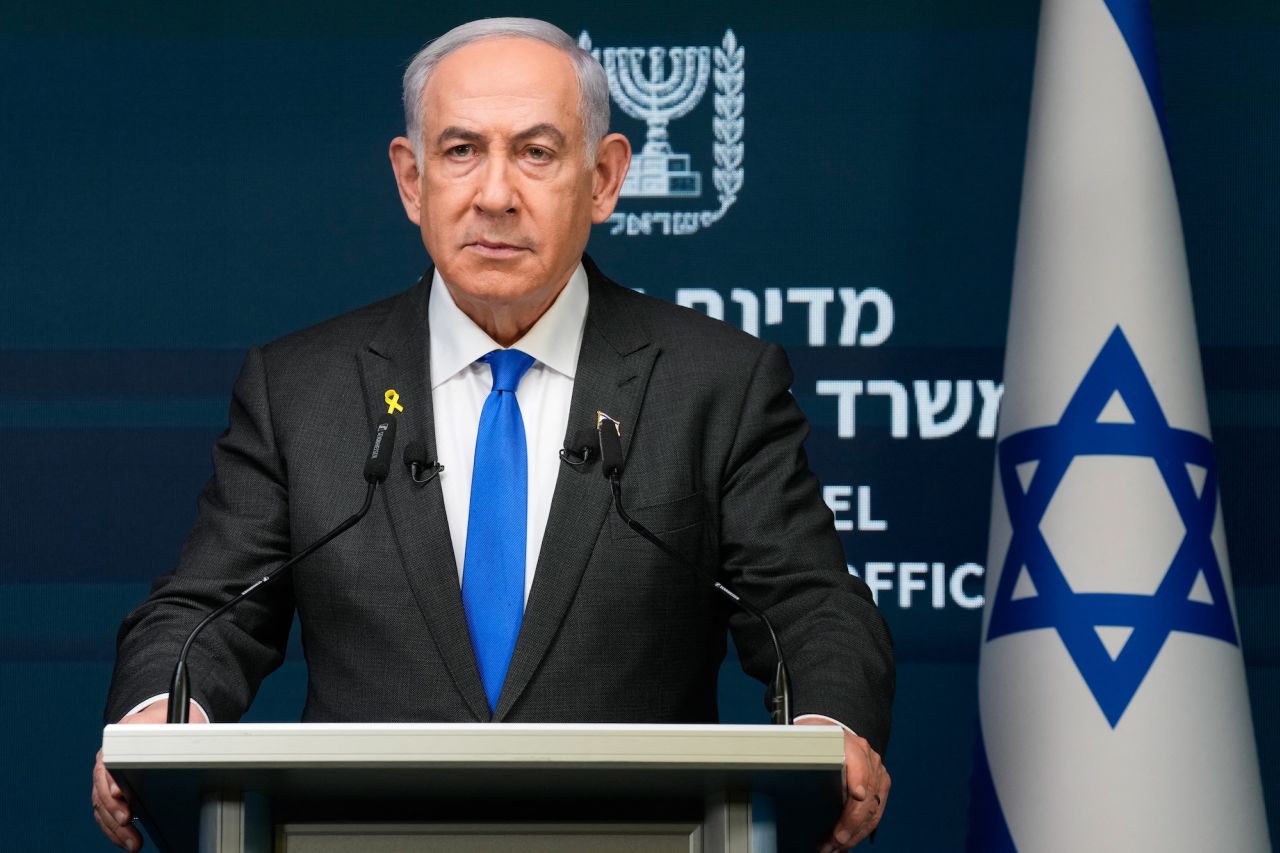 Israeli Prime Minister Benjamin Netanyahu speaks during a press conference in Jerusalem on September 2.