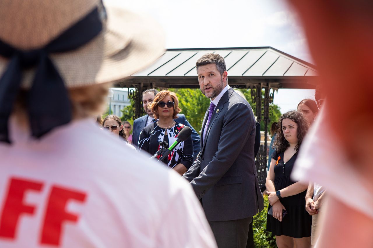 Rep. Pat Ryan speaks during a press conference for the Gun Violence Prevention Task Force on June 13, 2023 outside the U.S. Capitol in Washington, DC.