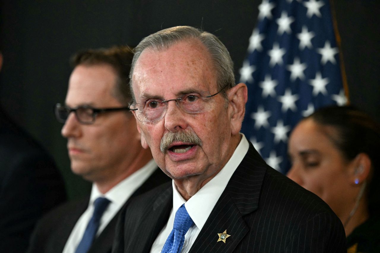 Palm Beach County Sheriff Ric Bradshaw speaks during a news conference about the attempted assassination attempt on former President Donald Trump, at the Palm Beach County Sheriff's Office on September 16 in West Palm Beach, Florida.