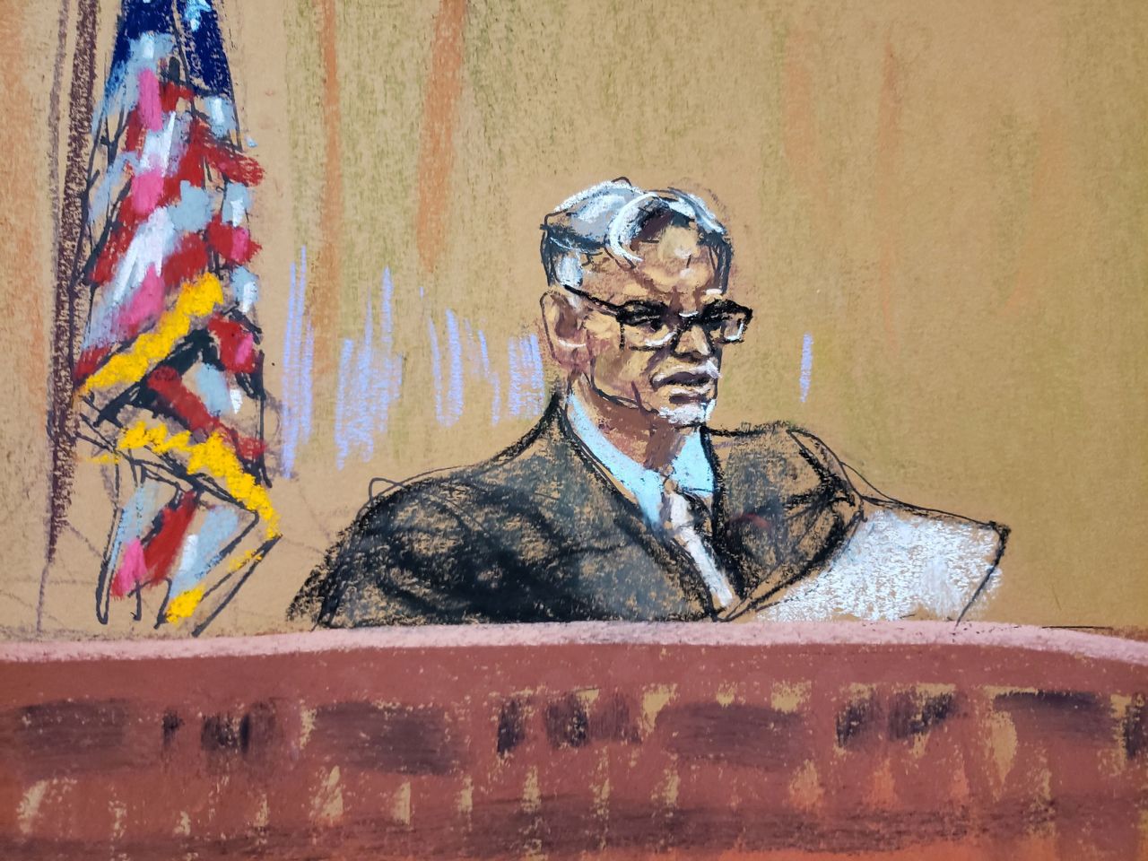 Judge Juan Merchan re-reads counts in the charge as requested by a note from the jury during deliberations in the Trump Organization's criminal tax trial in Manhattan Criminal Court, New York City, in December 2022. 