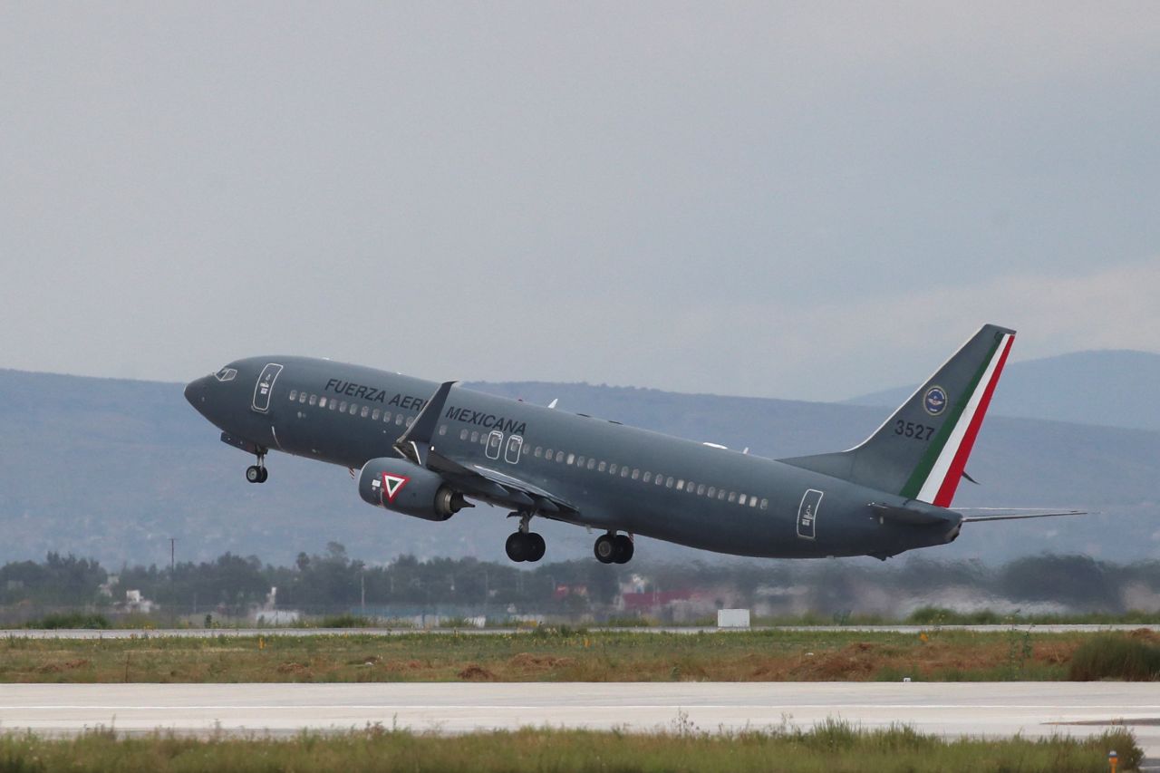 A?Mexican?Air Force aircraft takes off at Santa Lucia base, as the?Mexican?army is carrying out a humanitarian flight aimed at bringing home nationals from Israel, outside Mexico City, Mexico, on October 9, 2023.