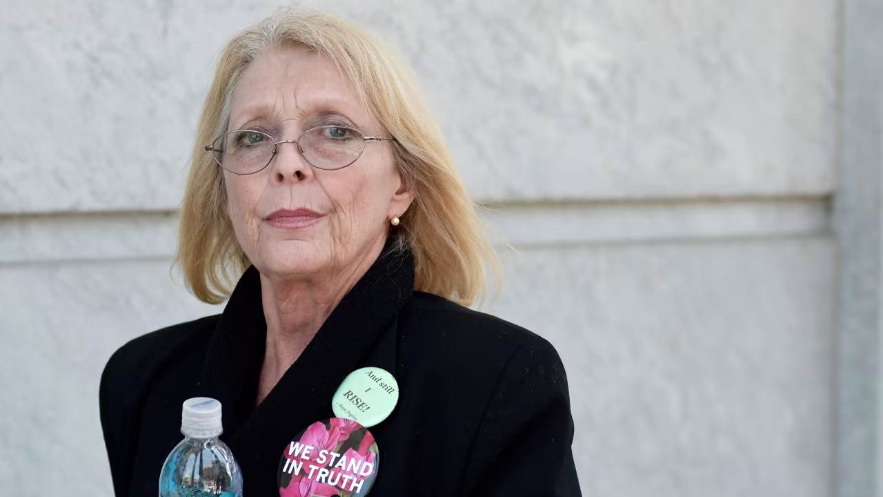 Victoria Valentino attends Bill Cosby’s trial in Norristown, Pennsylvania, in 2017. 