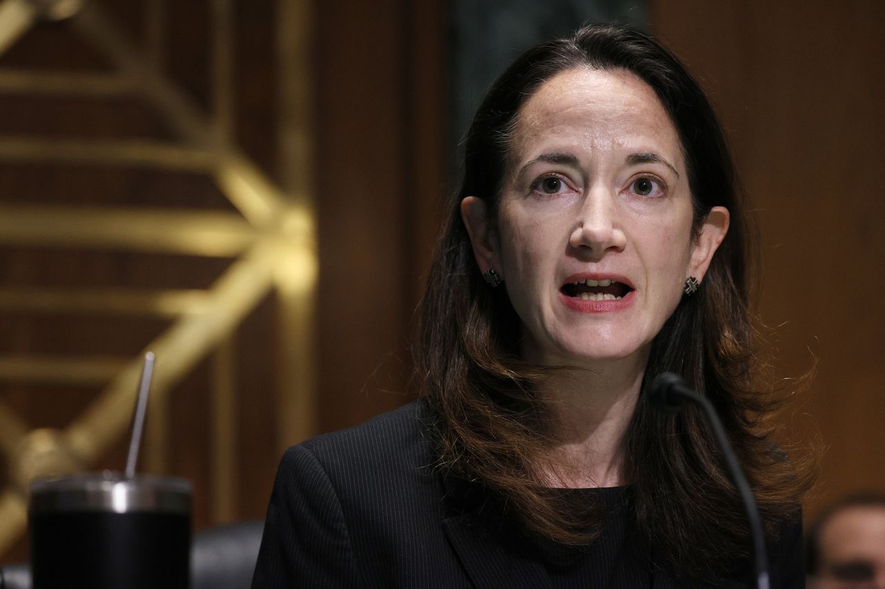 Avril Haines speaks during her confirmation hearing before the Senate Intelligence Committee to be President-elect Joe Biden’s national intelligence director on January 19 in Washington.