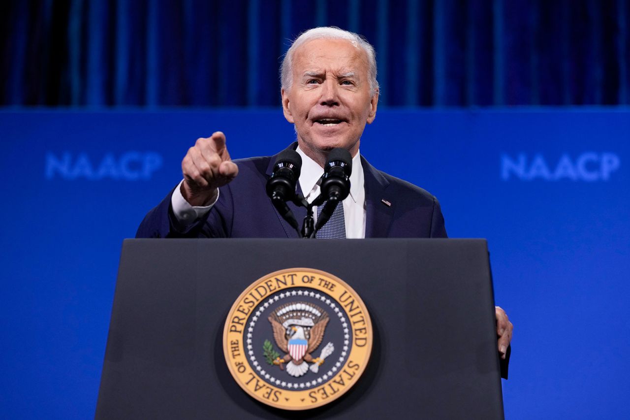 Biden speaks at the 115th NAACP National Convention in Las Vegas, on Tuesday, July 16.