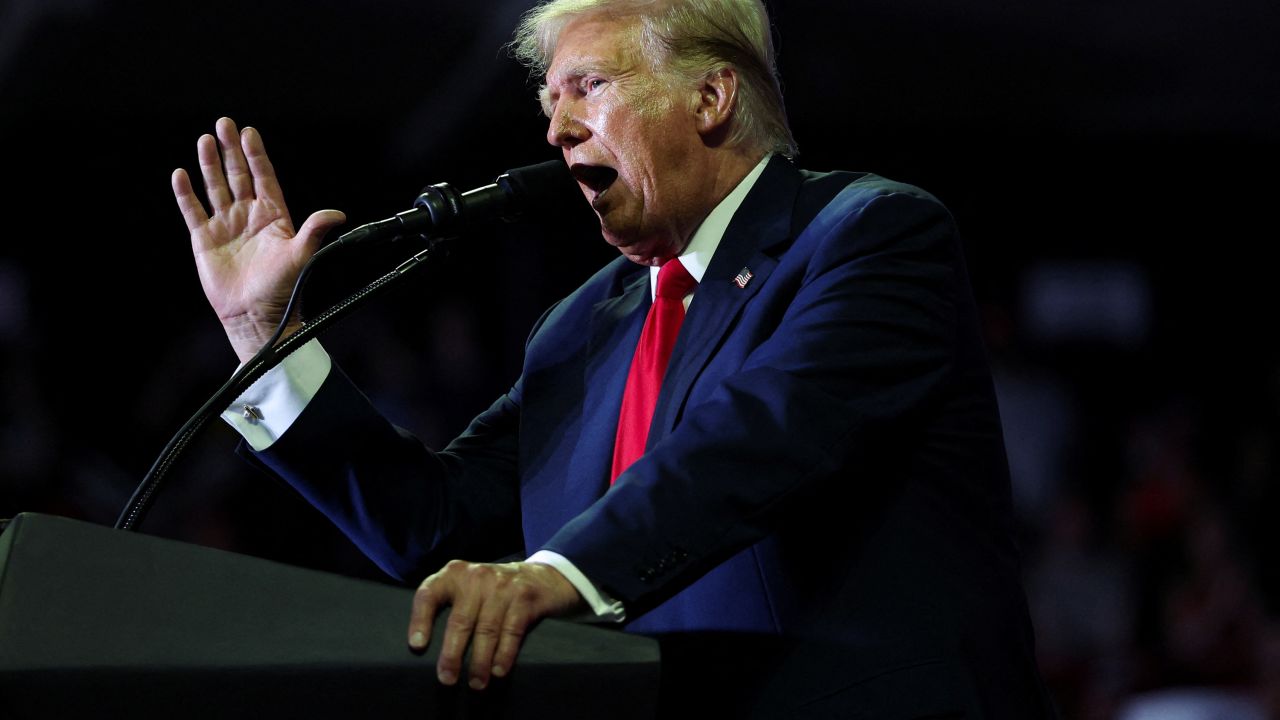 Former President Donald Trump speaks during a campaign event in Philadelphia on Saturday.