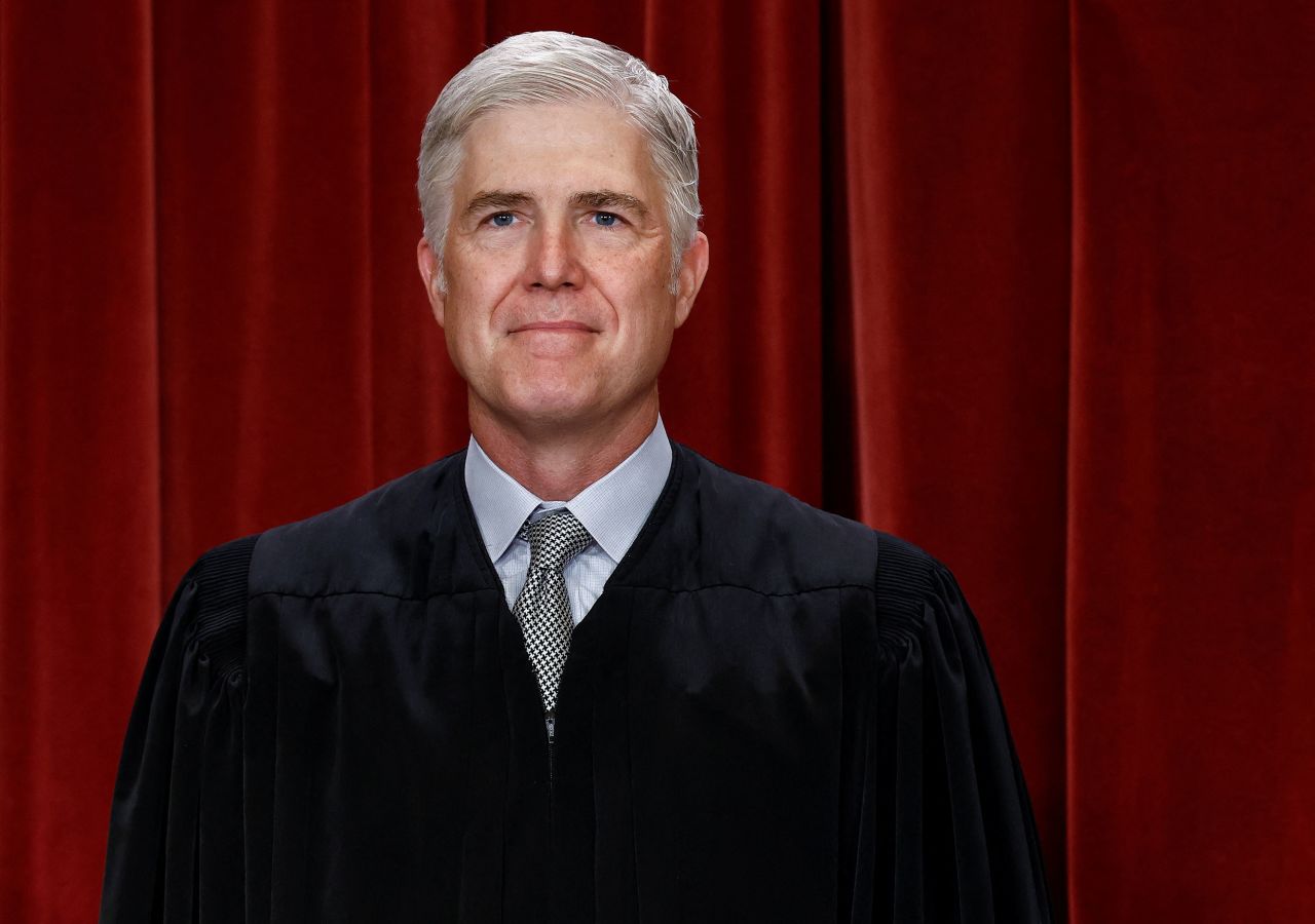 Justice Neil Gorsuch poses during a group portrait in Washington, DC, in 2022.