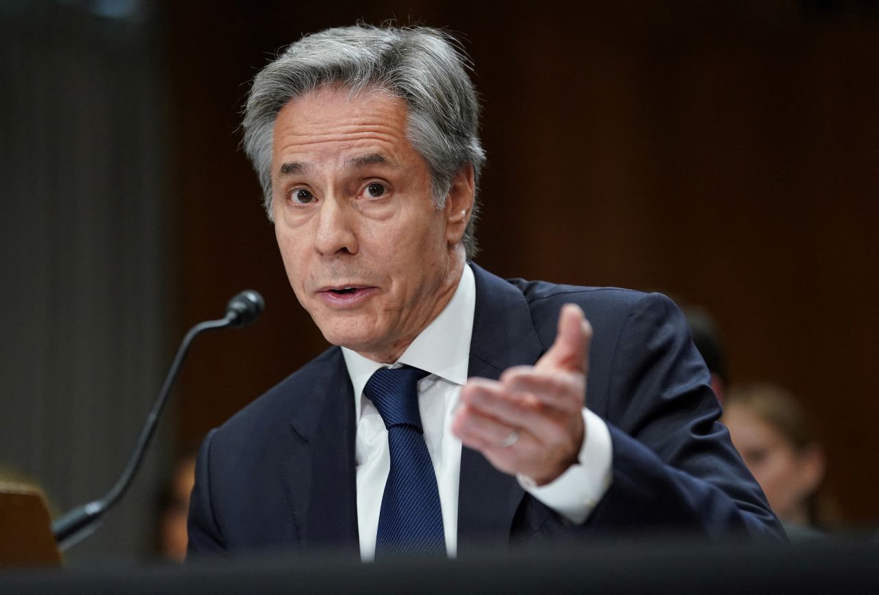 US Secretary of State Antony Blinken testifies before the Senate Foreign Relations Committee on Capitol Hill on Tuesday.