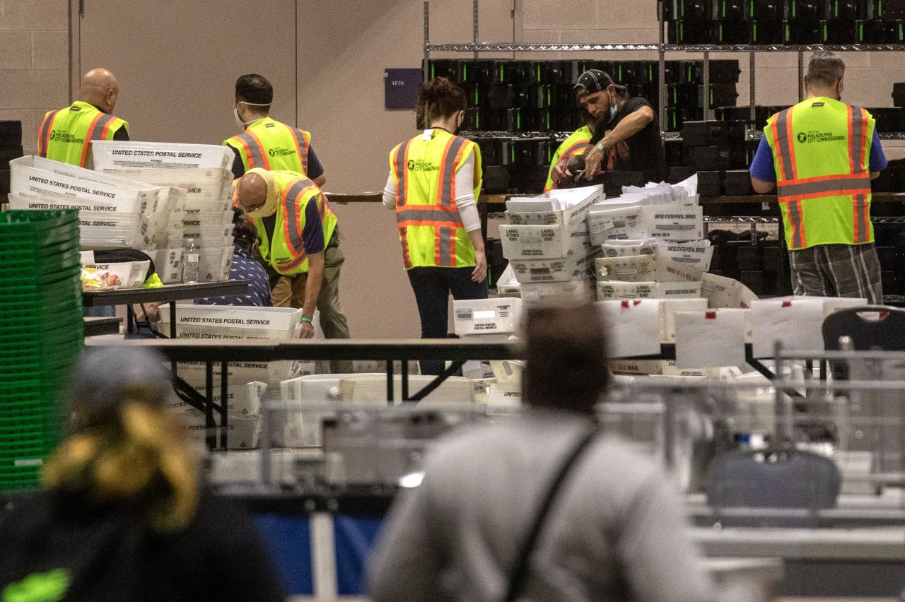 Election workers count ballots on November 6 in Philadelphia, Pennsylvania. 