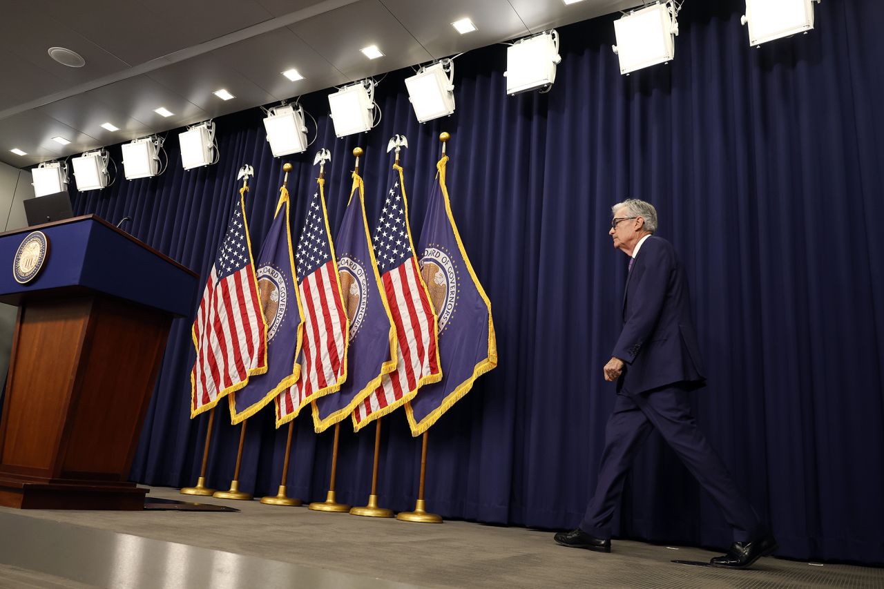 Federal Reserve Bank Chair Jerome Powell arrives to annouce that interest rates will remain unchanged during a news conference at the Federal Reserves’ William McChesney Martin building on June 12 in Washington, DC.?