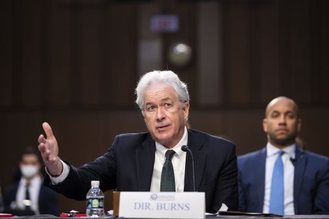 CIA Director Bill Burns testifies during a Senate Select Intelligence Committee hearing on March 10.