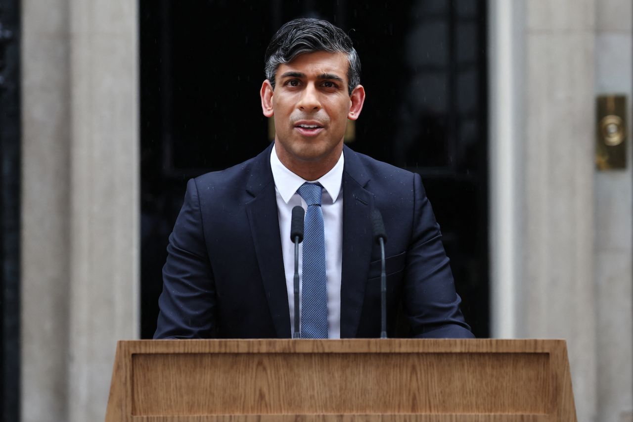 Prime Minister Rishi Sunak delivers a speech to announce the date of the UK's general election in London on Wednesday.