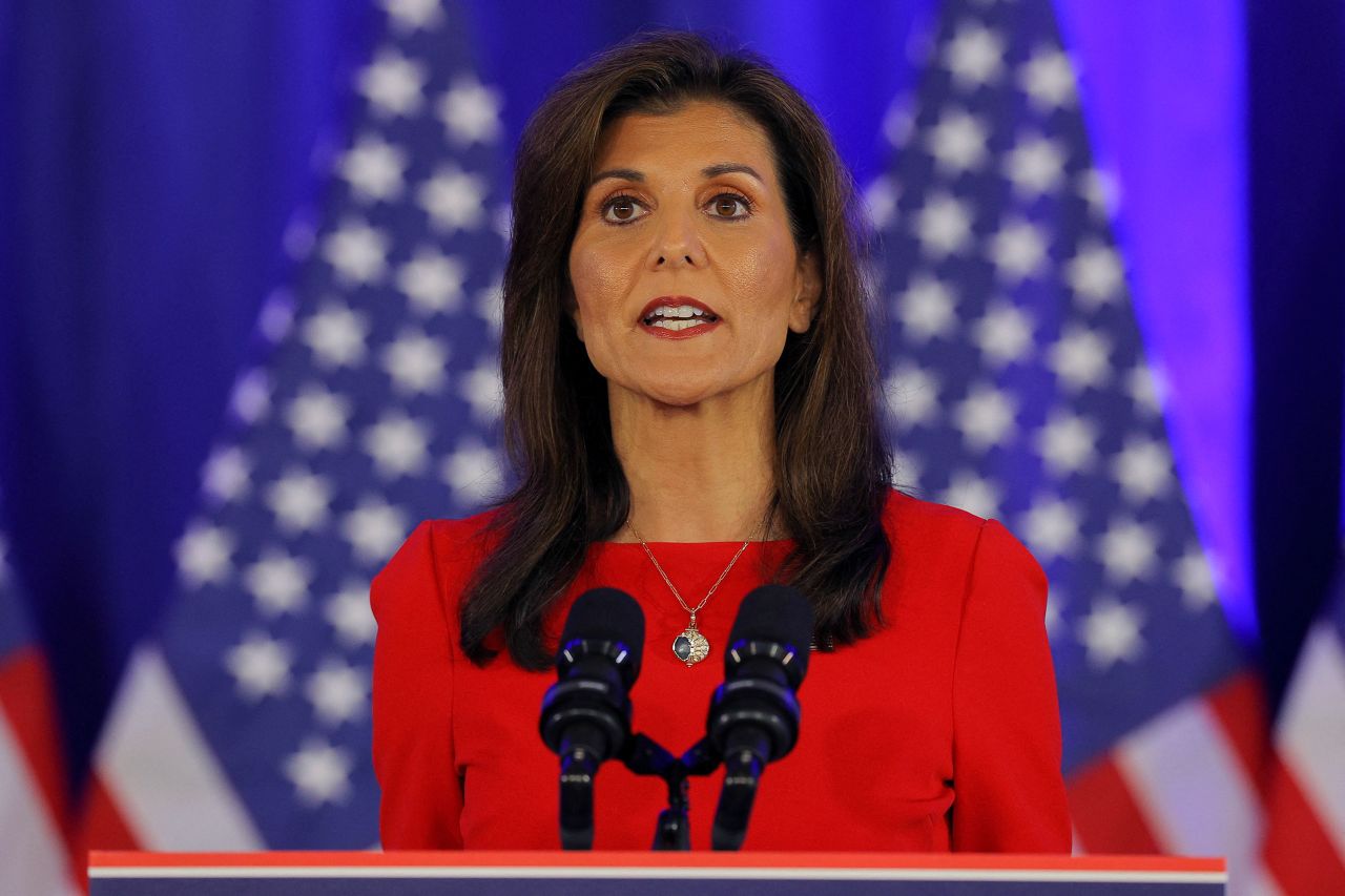 Nikki Haley announces she is suspending her presidential campaign in Charleston, South Carolina, on Wednesday.