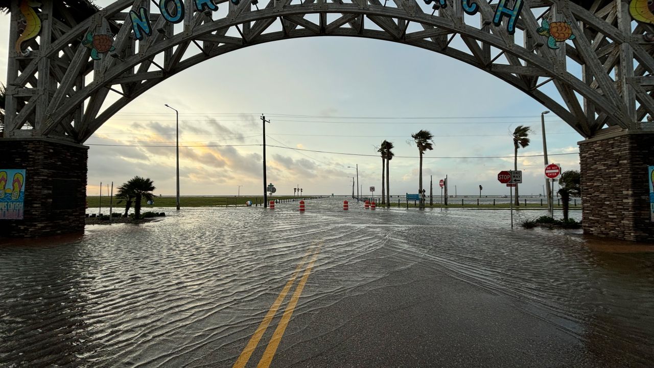 A flooded street is seen in Corpus Christi, Texas, on June 20. 