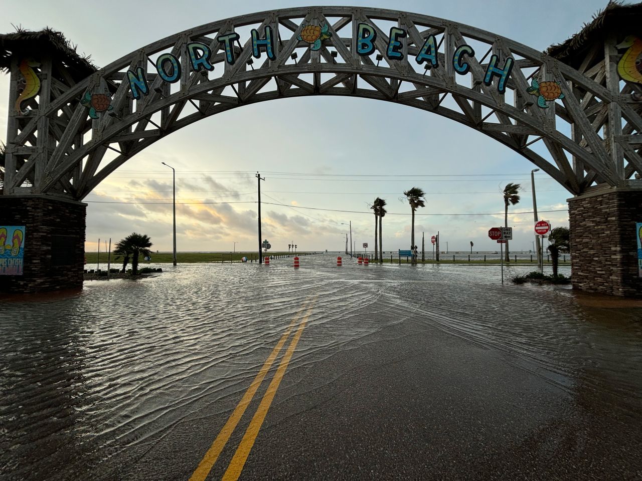 A flooded street is seen in Corpus Christi, Texas, on June 20. 