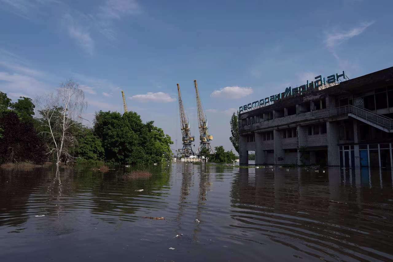 Flooded streets in Kherson, Ukraine.