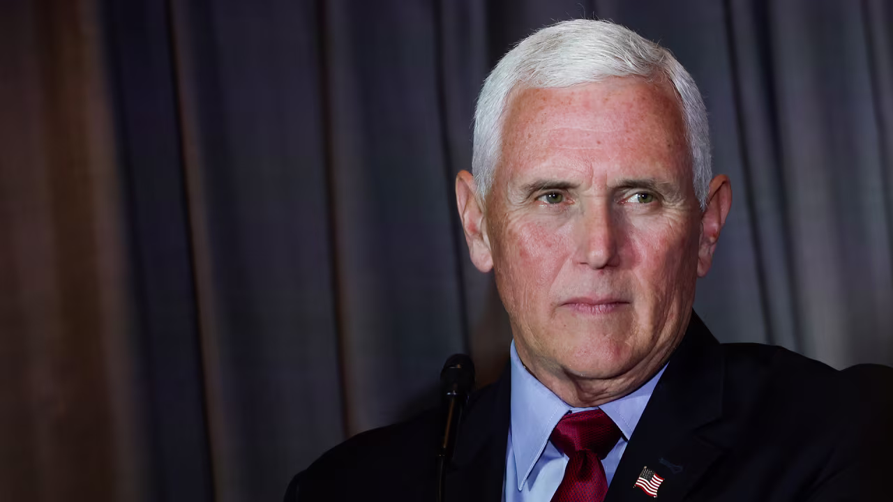 Former Vice President Mike Pence speaks at the Calvin Coolidge Foundation conference at the Library of Congress on February 16 in Washington, DC.