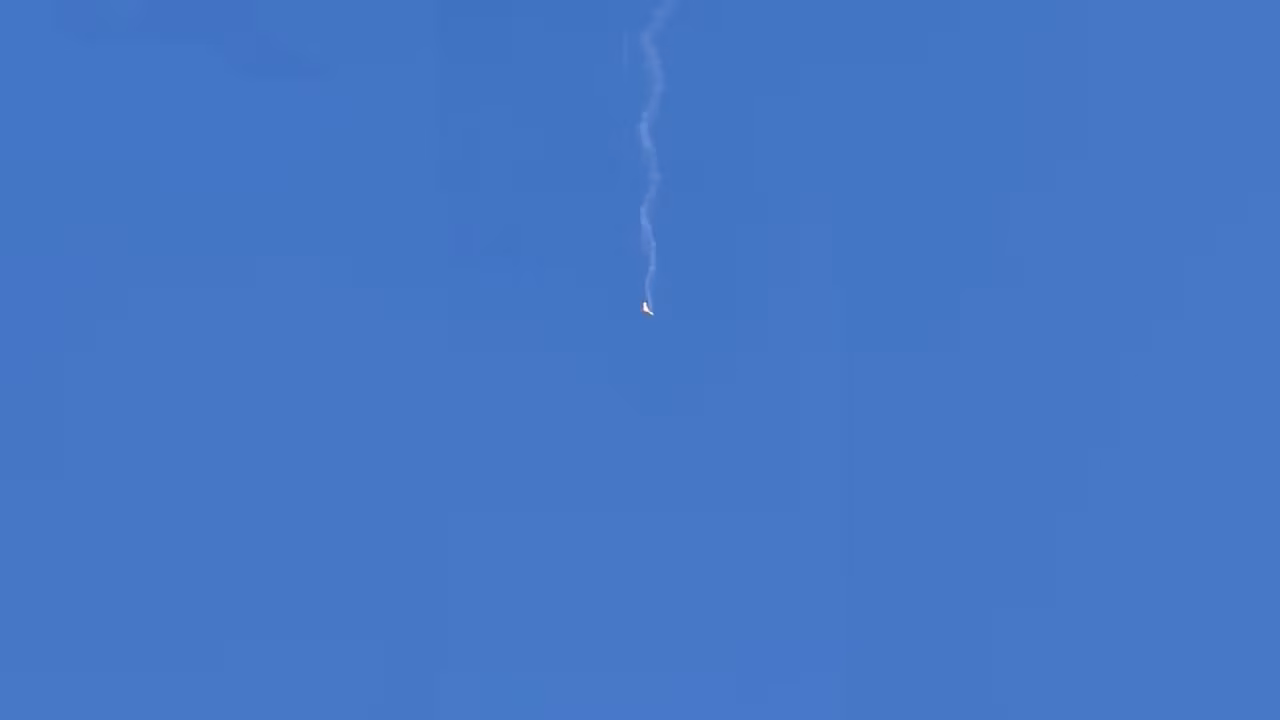 A video taken from southern Lebanon shows the Israeli drone falling from the sky on Monday.