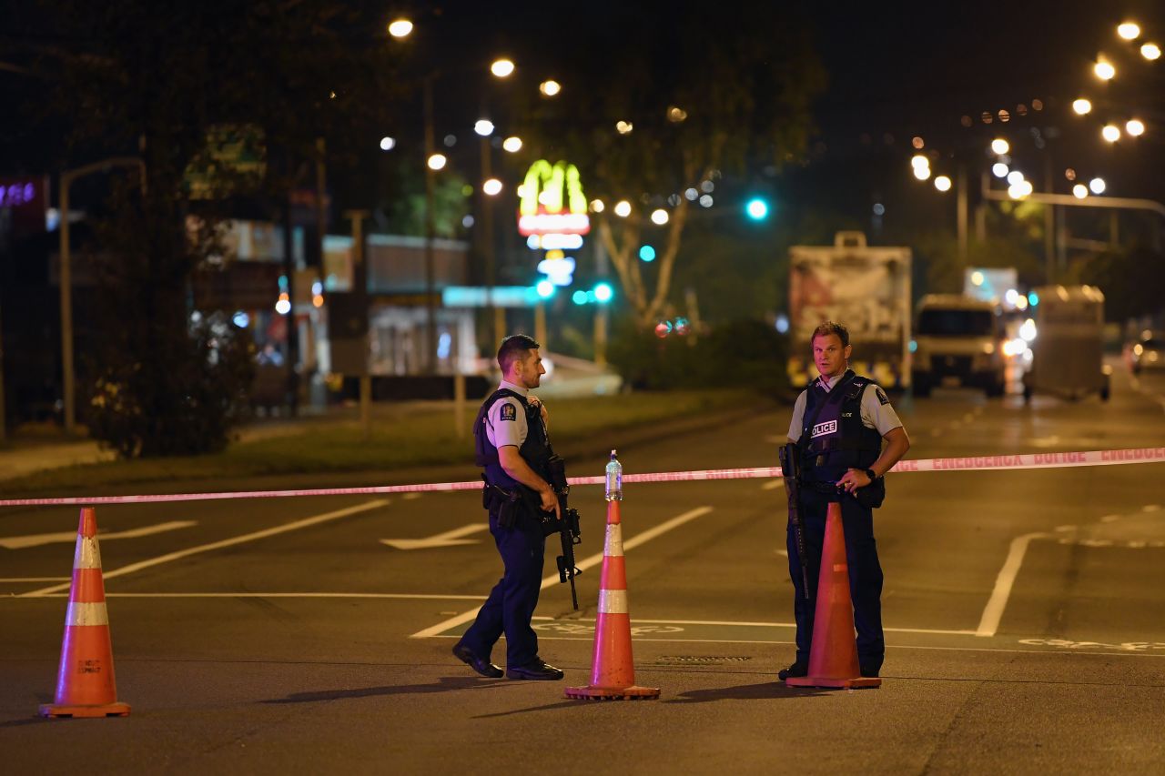 Police cordon off Linwood Avenue near the Linwood mosque